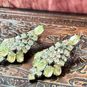 Vintage Art Deco Rhinestone Chandelier Screw-back Earrings